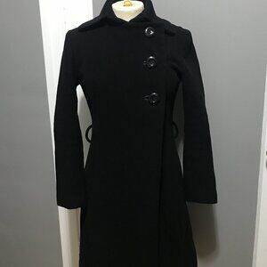 Mackage Black Cashmere Wool Trench Coat Jacket SMALL